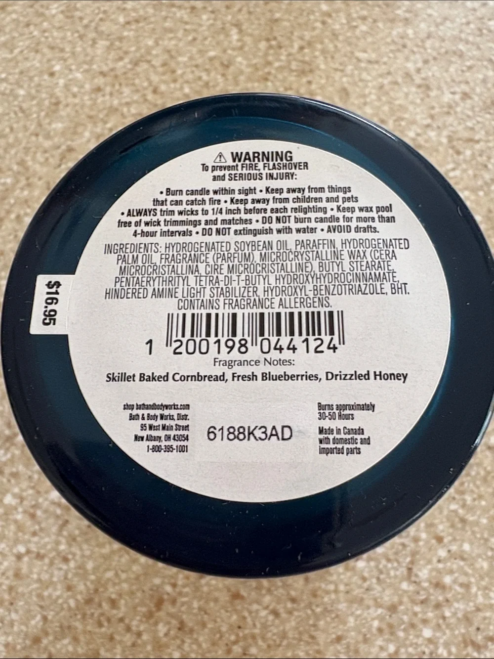 Bath & Body Works Blueberry Cornbread Soy Wax Single Wick Candle